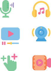 Fototapeta premium Flat Multimedia and Entertainment UI Vector Icon Pack