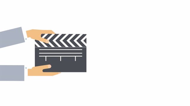 Professional film clapperboard being held by hands for movie production scene.