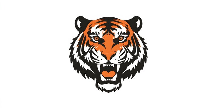 Fierce Tiger Head Logo with Open Mouth and Intense Eyes.