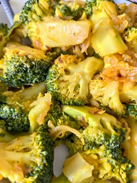 Steamed broccoli florets ready for healthy eating with broccoli vegetable nutrition vegetarian