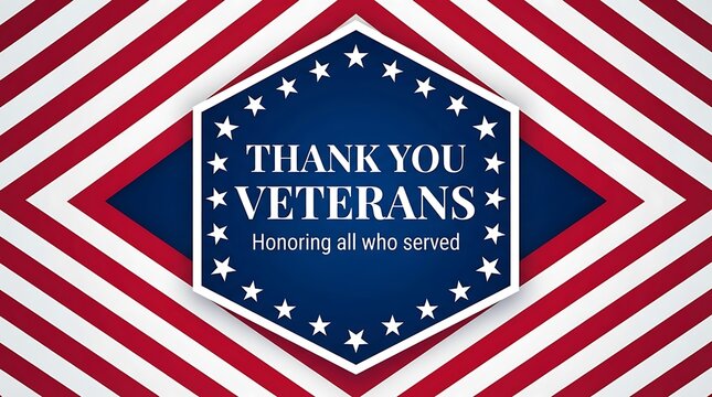 Thank you veterans graphic design with american flag colors and star accents for patriotic holiday celebration