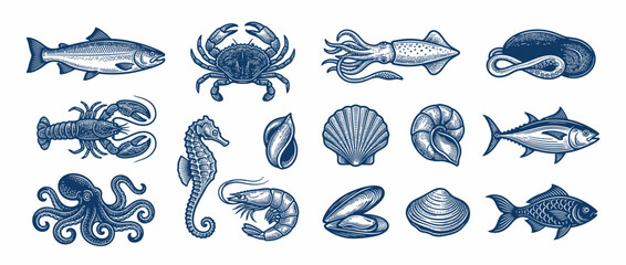Vintage Seafood Collection Illustration © Ketik