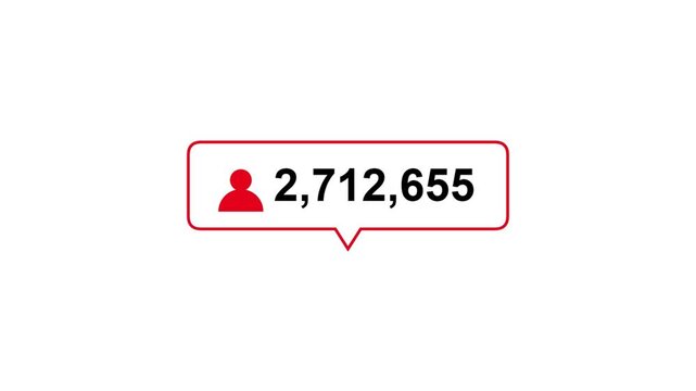 Social media follower count notification popup with red icon