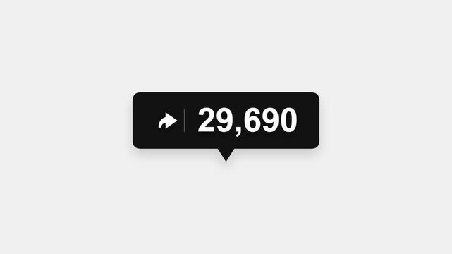 Social media share counter button with increasing number animation