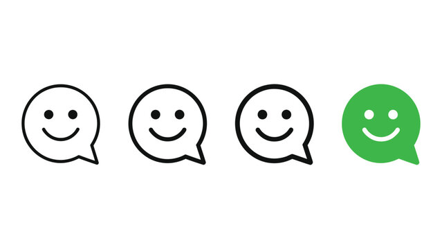 Set of smiley face chat bubble icons representing customer feedback