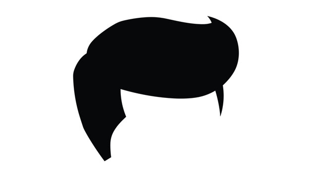 Silhouette of classic mens pompadour haircut style represented as an icon for barbershop or grooming parlour branding.