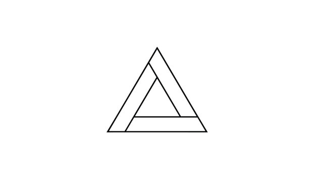 Simple line drawing of impossible triangle illusion also known as penrose tribar isolated on a white background.