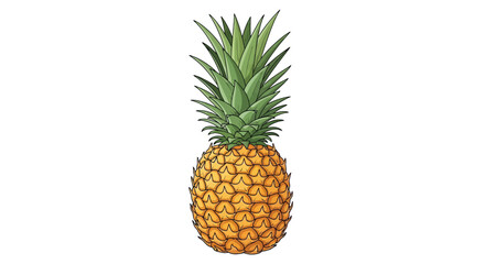 Fototapeta premium Yellow pineapple with green spiky leaves on transparent background