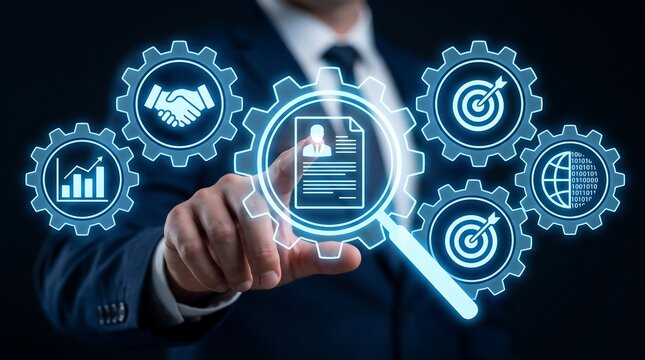 Human Resource Management and Recruitment Process with HR Manager Screening Job Candidates