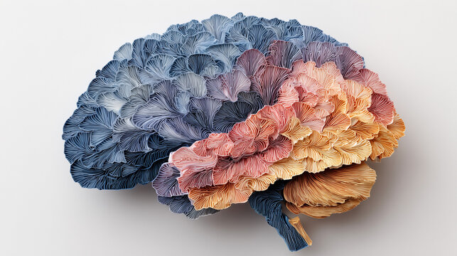 Pastel Layered Fabric Wave Human Brain Art Concept, 파스텔 레이어드 패브릭 웨이브 인간 뇌 아트 콘셉트