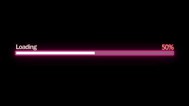 Computer Loading Bar With Glitch Effect/ Animation of a computer screen with loading bar processing and noise and glitch effects 4K video.