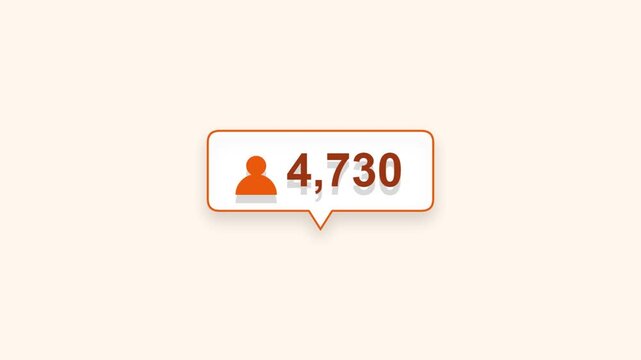 Social media follower count notification bubble with increasing numbers