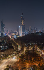 Obraz premium Nanjing city scenery, bustling urban night view, traffic flow