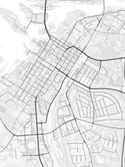 Fototapeta premium Oulu City Map. Minimalist black and white line art poster for printing, wallpaper, wall art, and map resources for home and office decor