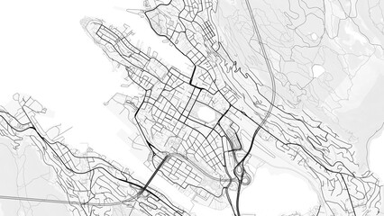 Naklejka premium Bergen City Map. Minimalist black and white line art poster for printing, wallpaper, wall art, and map resources for home and office decor