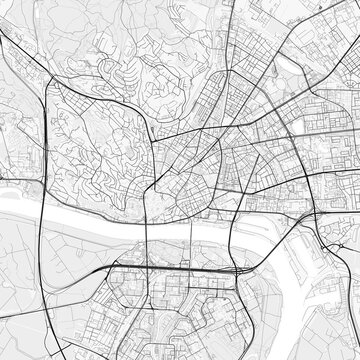 Bratislava City Map. Minimalist black and white line art poster for printing, wallpaper, wall art, and map resources for home and office decor