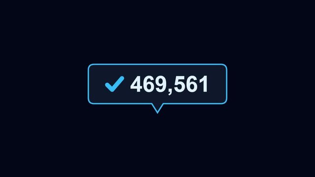 Blue notification bubble with checkmark and large number counter