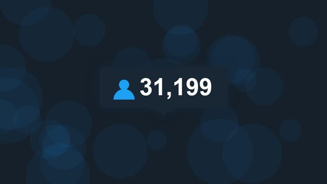 Social media follower count notification counter with blue user icon