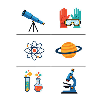 Collection of Science and Technology Icons for Education and Research.