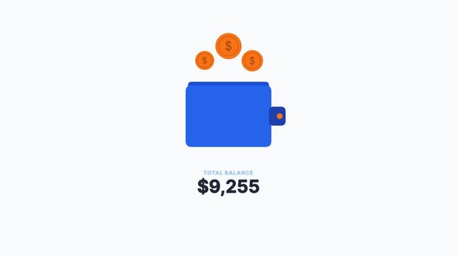 Blue wallet icon with simple flat design for financial transactions