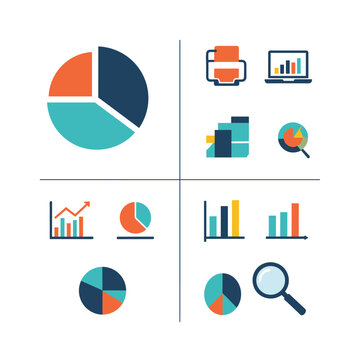 Data Analysis and Business Intelligence Icons for Reporting and Visualization.