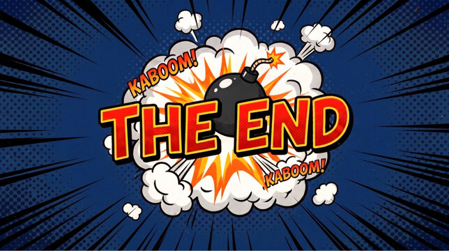 Comic Book Style The End Explosion Frame Vector