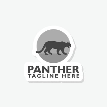 Panther logo sticker isolated on gray background