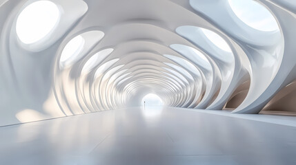 Naklejka premium Abstract Futuristic White Architectural Tunnel