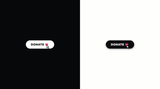 Mouse Cursor Clicking Donate Button with Heart Icon. 4K Video
