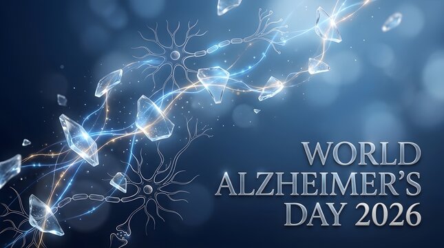 Blue Neural Synapse Network World Alzheimer's Day 2026 Poster
