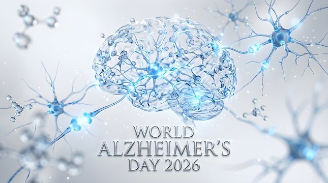 Light Blue Molecular Neural Structure Alzheimer's Awareness Concept