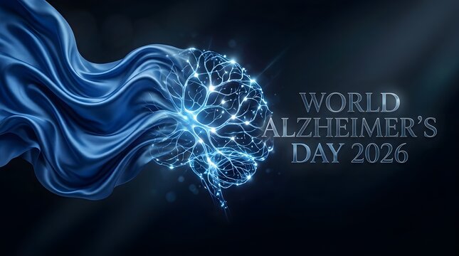 Blue Silk Fabric Transforming into Neural Brain Network Concept