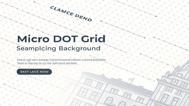 Architectural technical drawing with micro dot grid pattern and vintage building sketch background for engineering design.