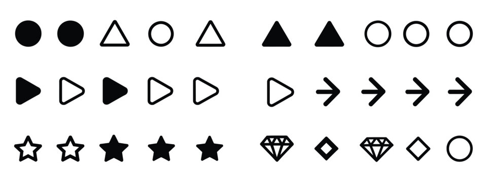 Fl&egrave;che bullet list for PowerPoint presentation featuring arrow symbol collection for organized bullet points in clean vector illustration design.