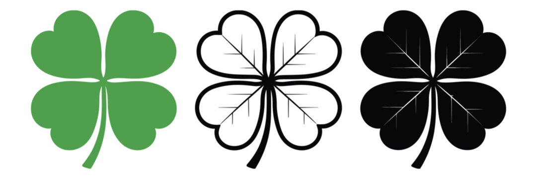 shamrock vector featuring cloverleaf and luck symbols with St. Patrick&rsquo;s Day decorative elements and lucky four leaf clover design.