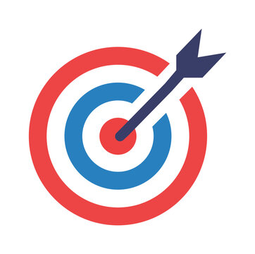 Target icon on Transparent Background. Goal symbol collection simple target with arrow darts icon hitting the bullseye line flat style for UI & UX, PNG.