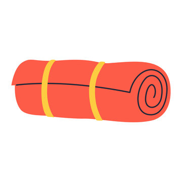 Rolled Sleeping Bag Illustration Isolated on Transparent Background for Camping Hiking Outdoor Adventure and Travel Equipment