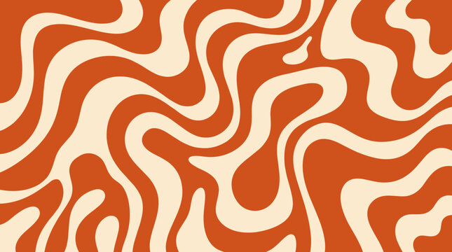 Retro wavy pattern in warm terracotta and cream colors.