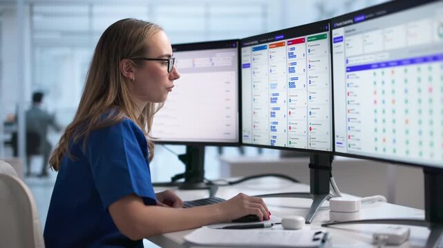Healthcare Provider Working With Credentialing Software Desktop