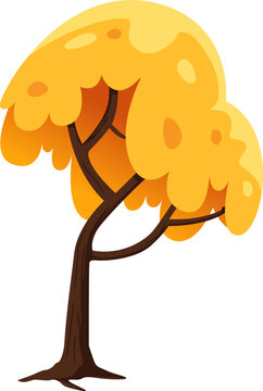 vector illustration of an autumn tree cartoon style