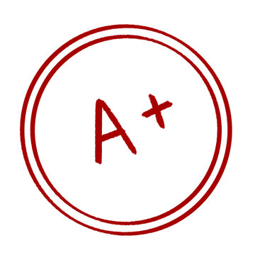 Red ink A plus grade mark in double circle