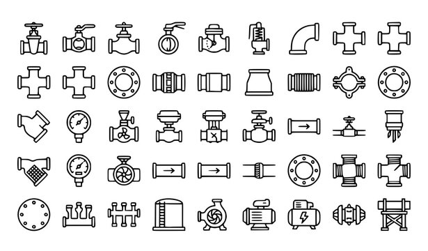 Petroleum Pipeline Components and Refinery Equipment Editable Line Icon Pack