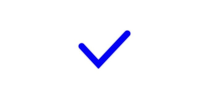 Check mark symbol animation on white background, correctness, or positive affirmation in various digital and print media smooth, blue check mark animation that approval, success.