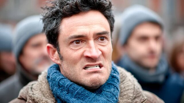 Protester speaks out in city square during public demonstration Generative AI