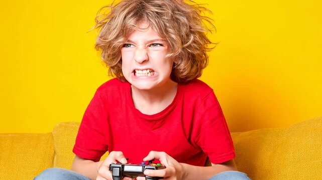 Teenager screams in frustration while playing a video game at home Generative AI
