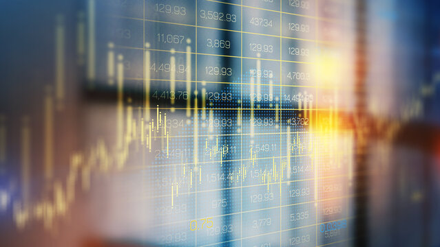 Business chart showing stock exchange trading activity in a financial setting