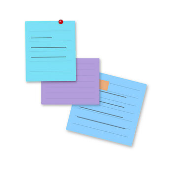 Colorful sticky notes with lines isolated on transparent background for organization