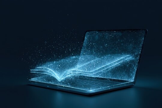 skill guides progress with technology while knowledge screen laptop and education strengthen management efficiency