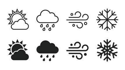 Fototapeta premium Weather forecast symbols and meteorological icon set with forecast meteorology temperature atmospheric seasonal