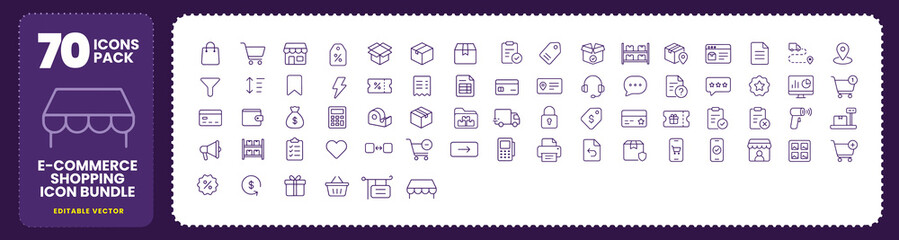 Fototapeta premium 70 E-commerce Shopping Vector Icons – Retail Store UI Design Set